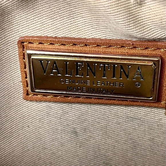 Valentina Leather Triple Entry Crossbody Purse Bag Mad in Italy Camel Color - Picture 5 of 11